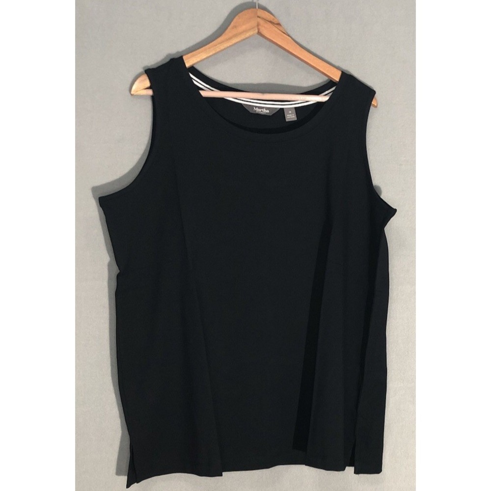 Martha Stewart Women Black Cotton Blend Scoop-Neck Tank Top Sz. 1X NEW